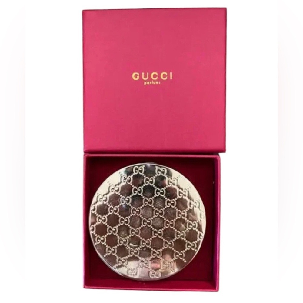 Gucci Rouge de Beauté Brillant Glow Lipstick & Gucci Gold GG Monogram Mirror NIB - Picture 11 of 16